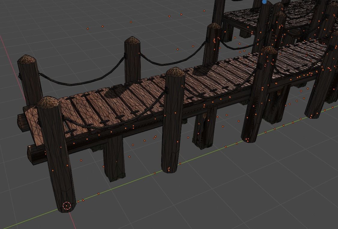 Wooden pier Low-poly 3D model_6