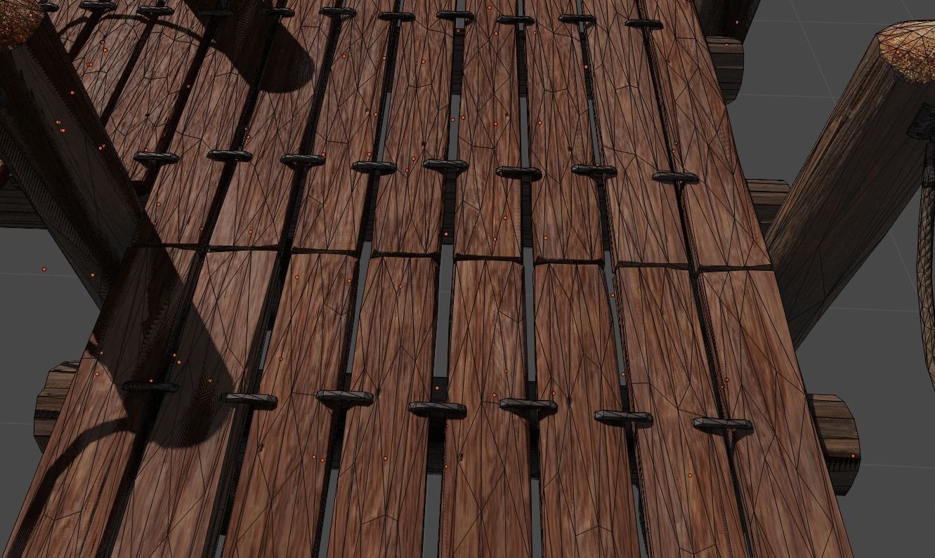 Wooden pier Low-poly 3D model_7