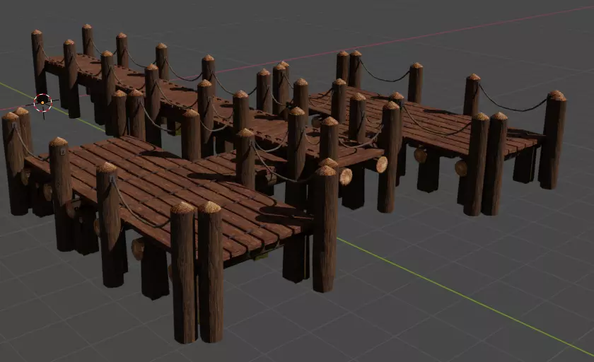 Wooden pier Low-poly 3D model_0