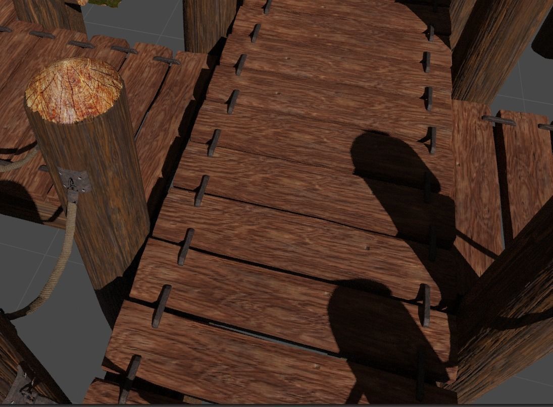 Wooden pier Low-poly 3D model_3