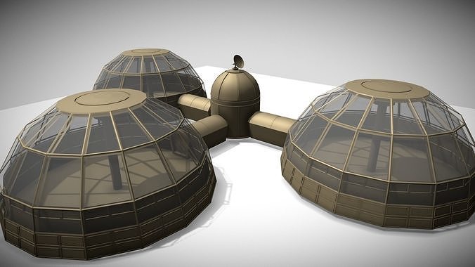 Low-poly Moonbase Concept Low-poly 3D model