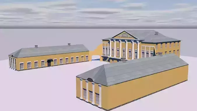 Manor building on cloudy day