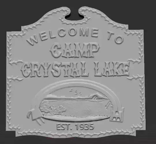 Friday 13th Camp Crystal Lake Sign Relief - Hard and Smooth vers 3D print model