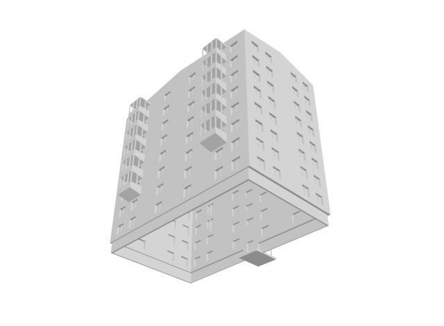 the eight storey building 3D model_3