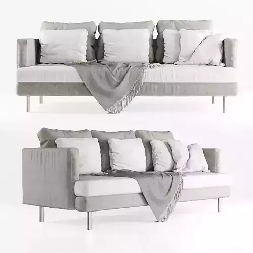 Three-seater velour sofa