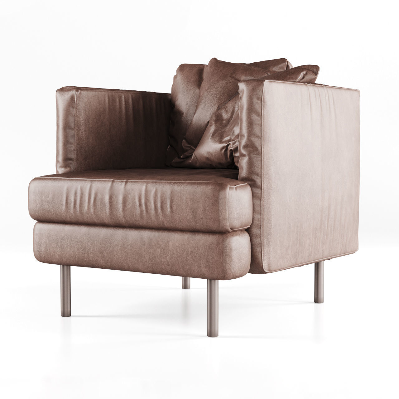 Leather lounge chair 3D model_1