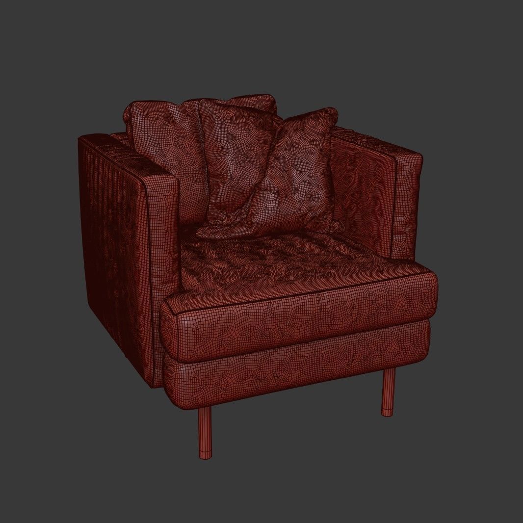 Leather lounge chair 3D model_2