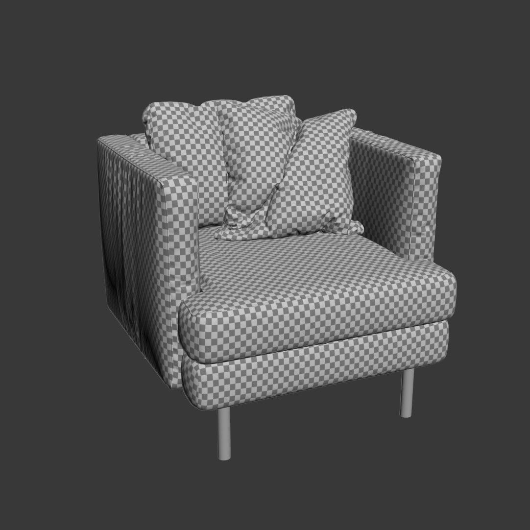 Leather lounge chair 3D model_3