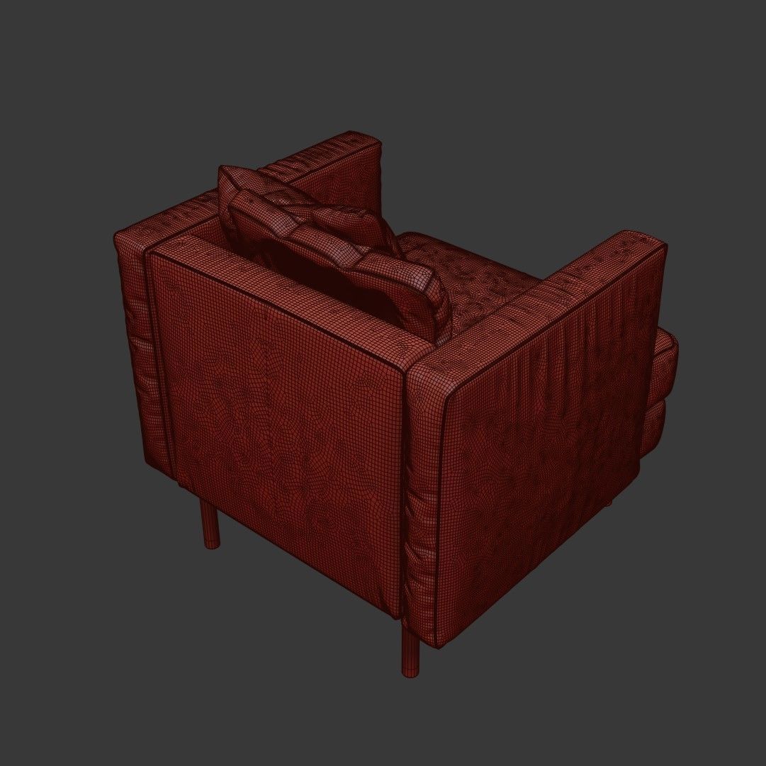 Leather lounge chair 3D model_5