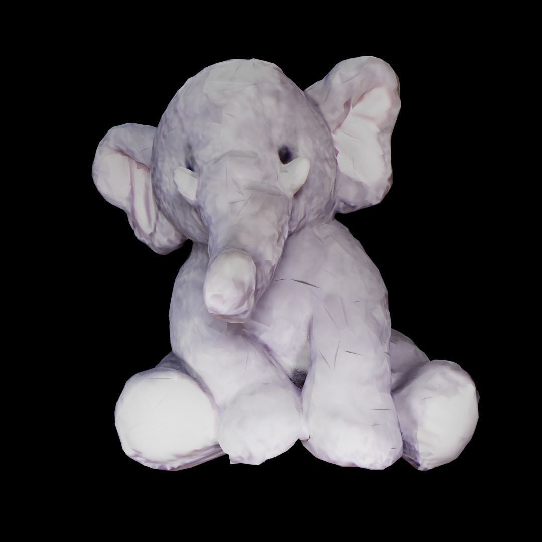 Pink And Gray Stuffed elephant Low-poly 3D model_11