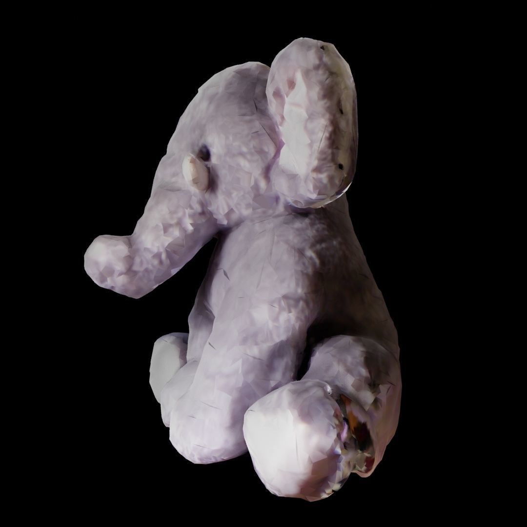Pink And Gray Stuffed elephant Low-poly 3D model_9