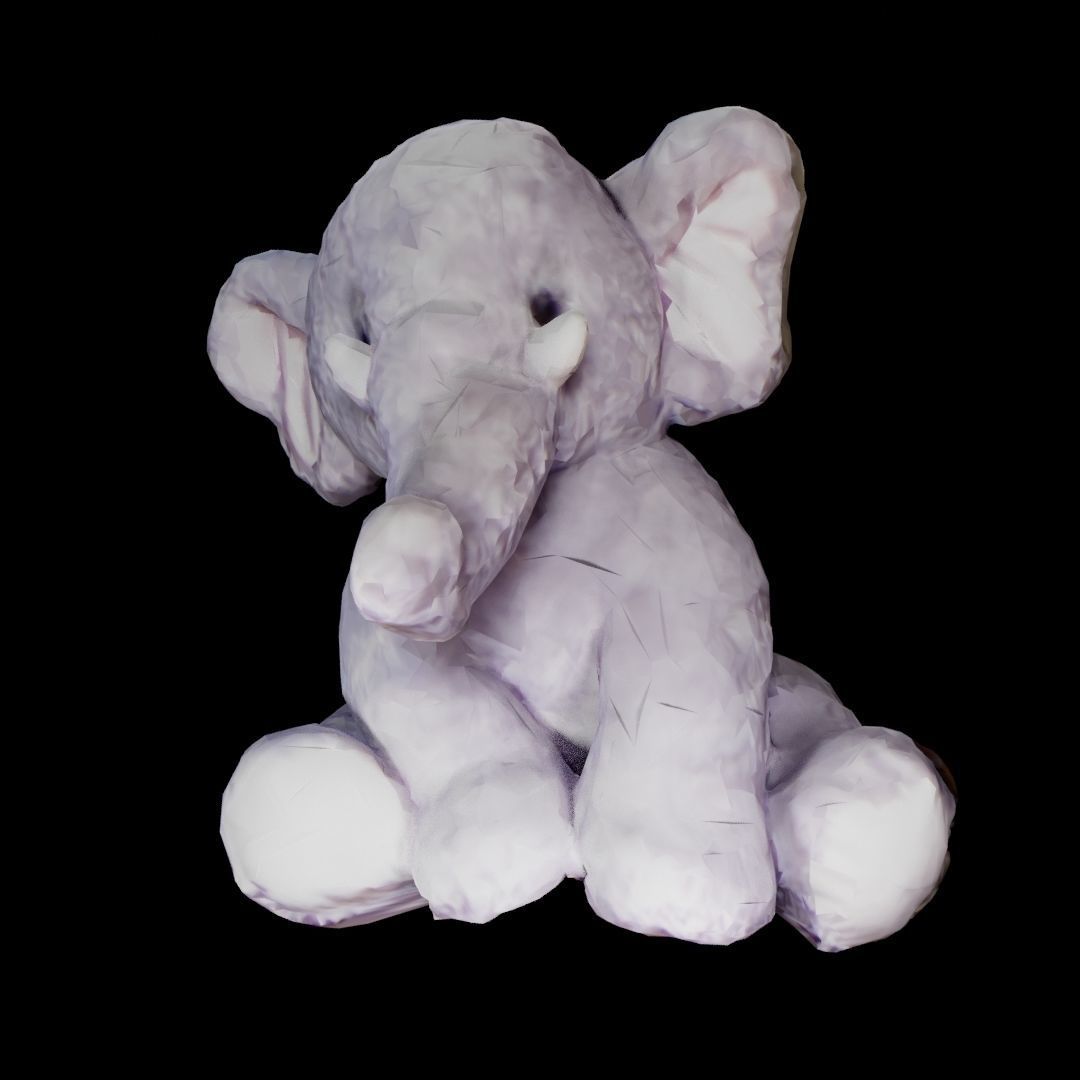 Pink And Gray Stuffed elephant Low-poly 3D model_2