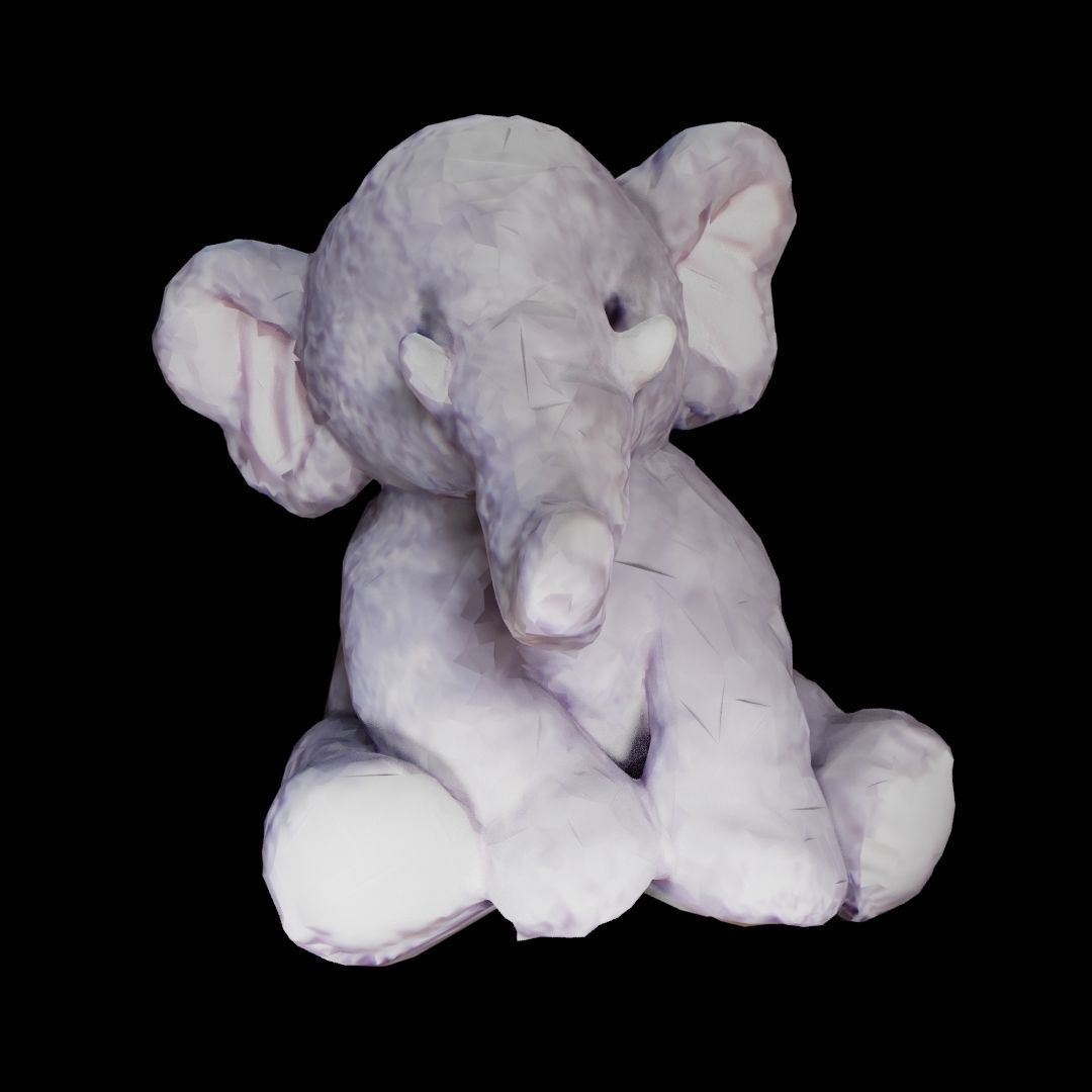 Pink And Gray Stuffed elephant Low-poly 3D model_3