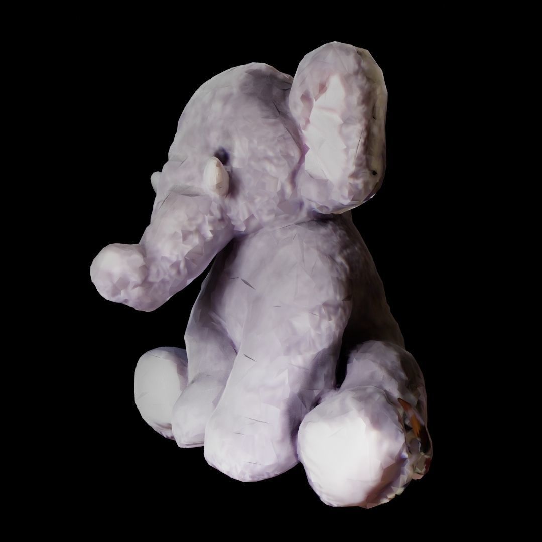 Pink And Gray Stuffed elephant Low-poly 3D model_6