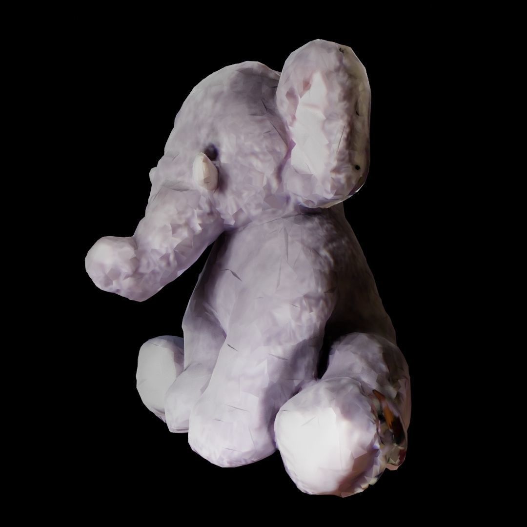 Pink And Gray Stuffed elephant Low-poly 3D model_10