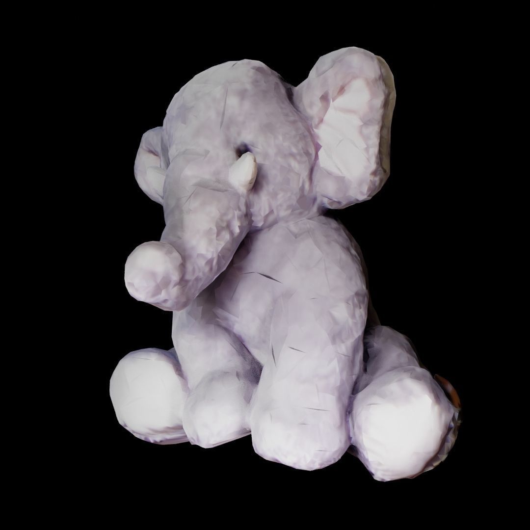 Pink And Gray Stuffed elephant Low-poly 3D model_5