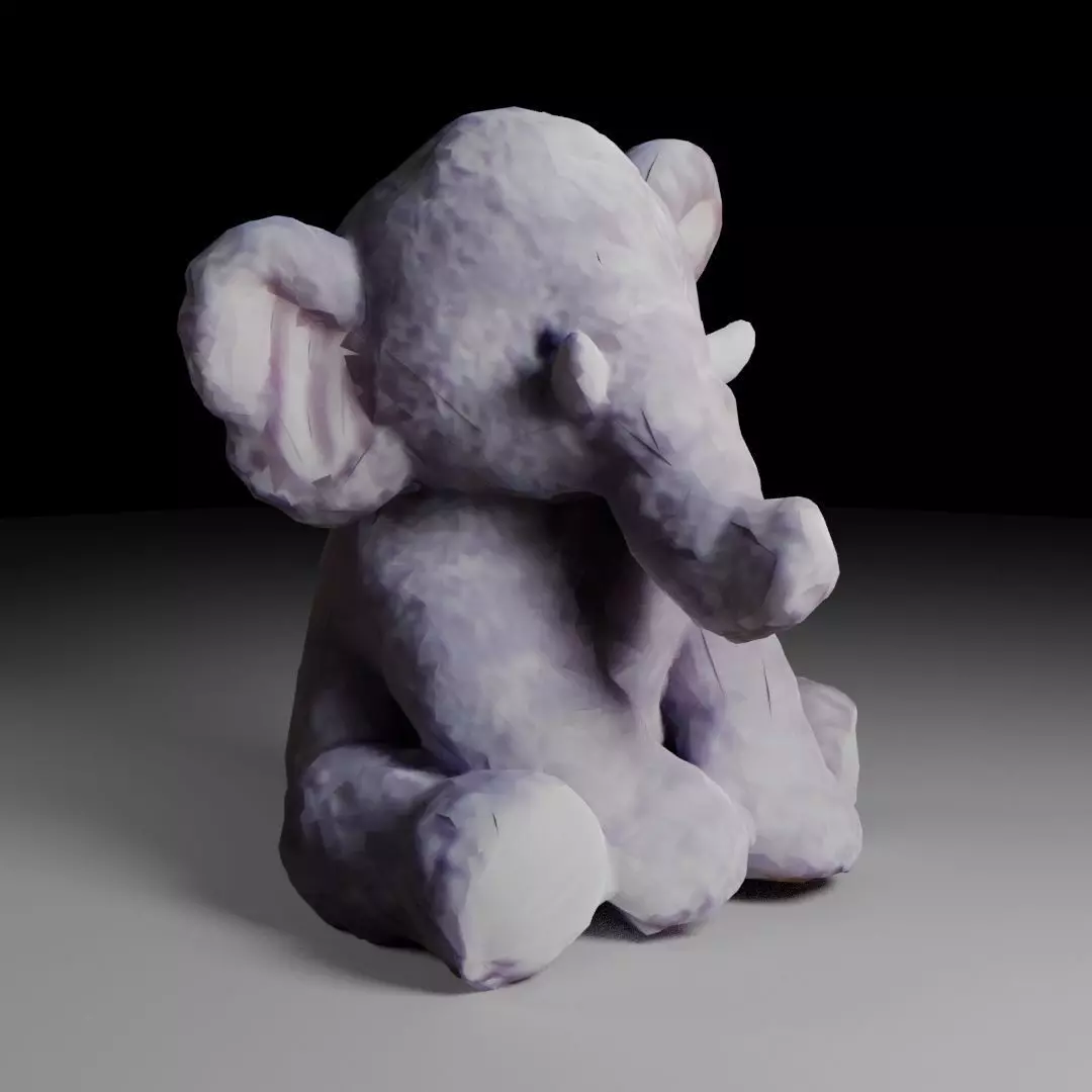 Pink And Gray Stuffed elephant Low-poly 3D model_0