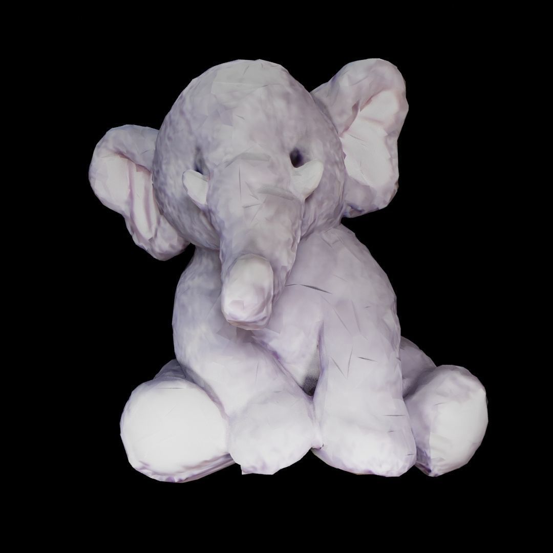 Pink And Gray Stuffed elephant Low-poly 3D model_1