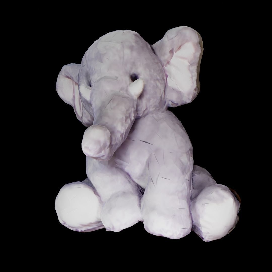 Pink And Gray Stuffed elephant Low-poly 3D model_7