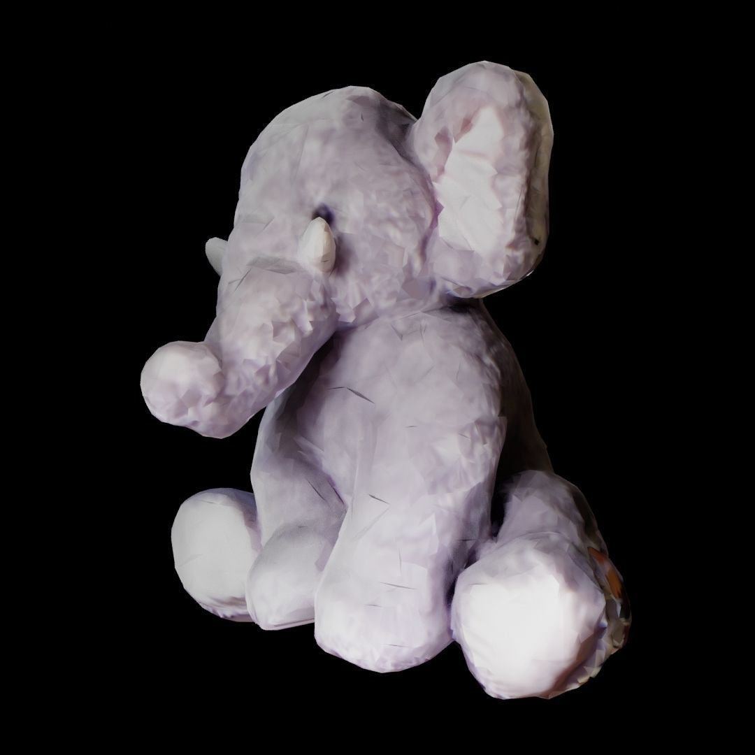 Pink And Gray Stuffed elephant Low-poly 3D model_4