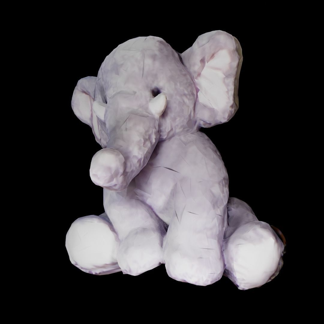 Pink And Gray Stuffed elephant Low-poly 3D model_8
