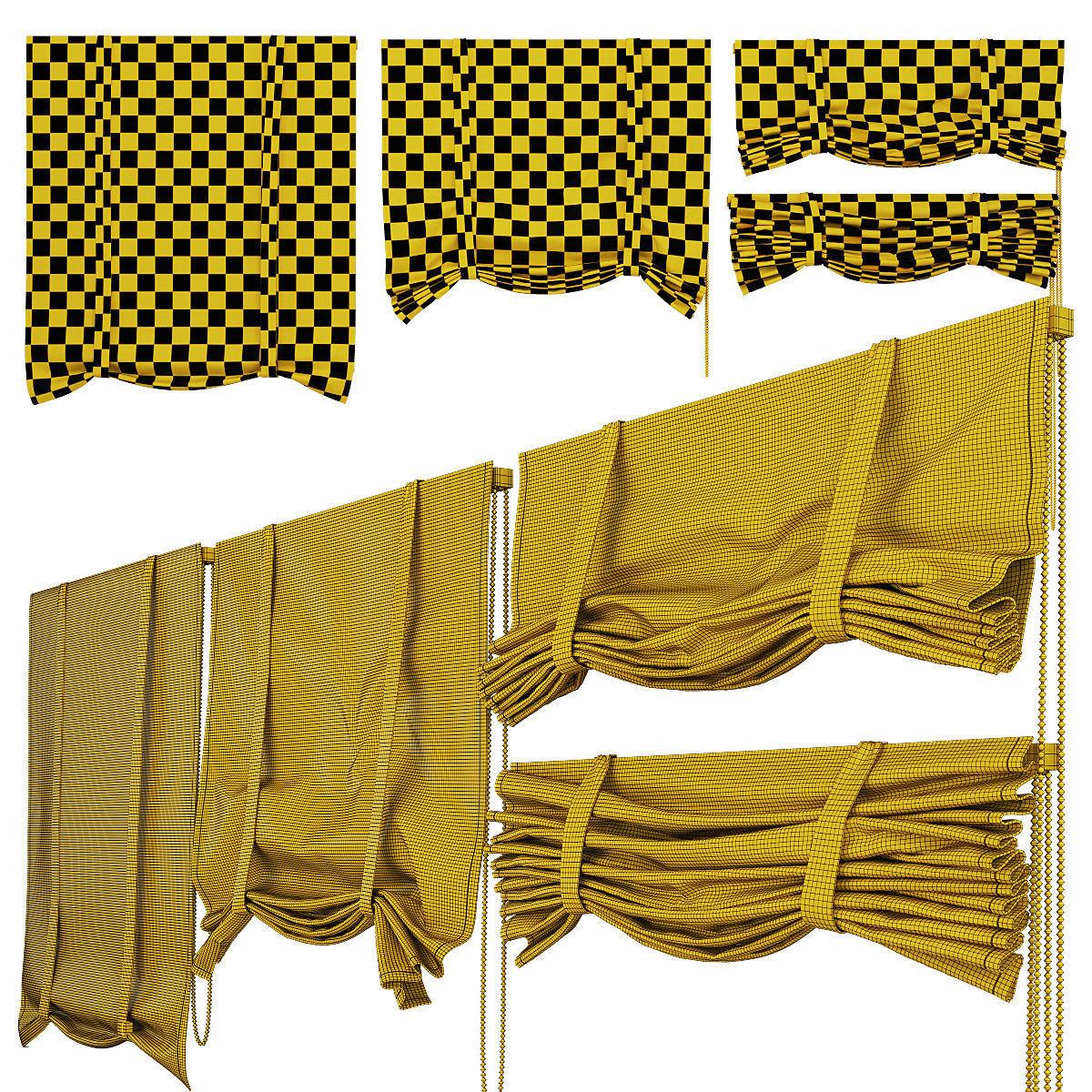 Roman curtain set 3D model_4