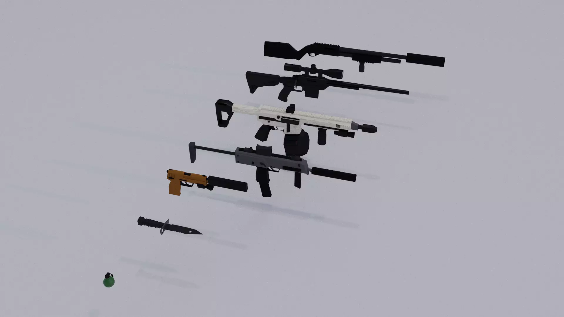 Lowpoly weapon pack model  Low-poly 3D model_0