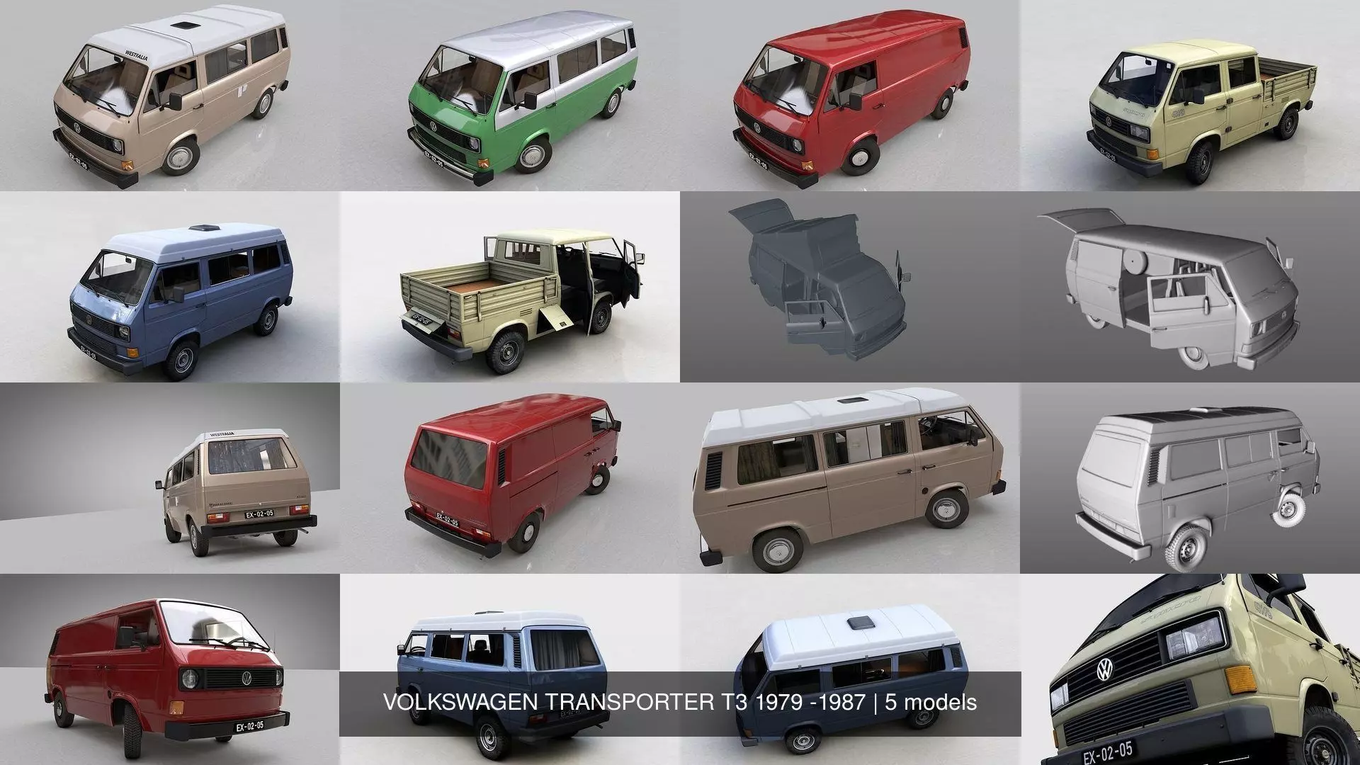 VOLKSWAGEN TRANSPORTER T3 1979 -1987 3D Model Collection_0