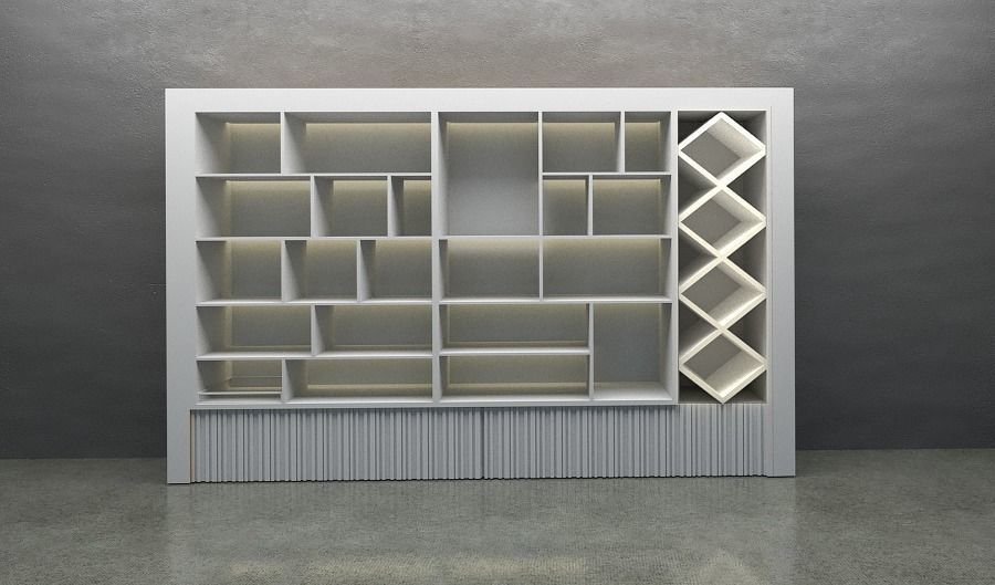 PARAMETRIC Modern Wood Shelf Bookcase Bookshelf 3D Model 3D model_3