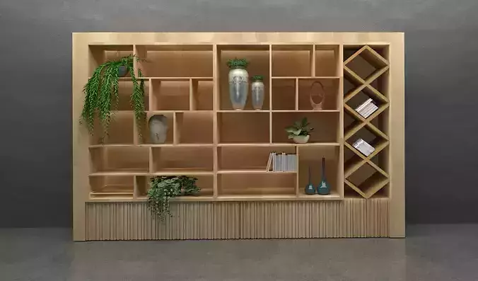 PARAMETRIC Modern Wood Shelf Bookcase Bookshelf 3D Model 