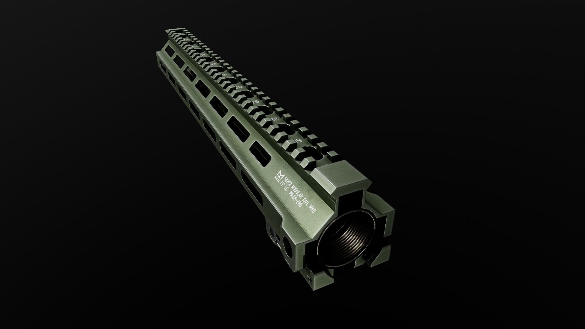 Geissele Super Modular Rail MK8 MLOK AR15 Handguard Low-poly 3D model_62