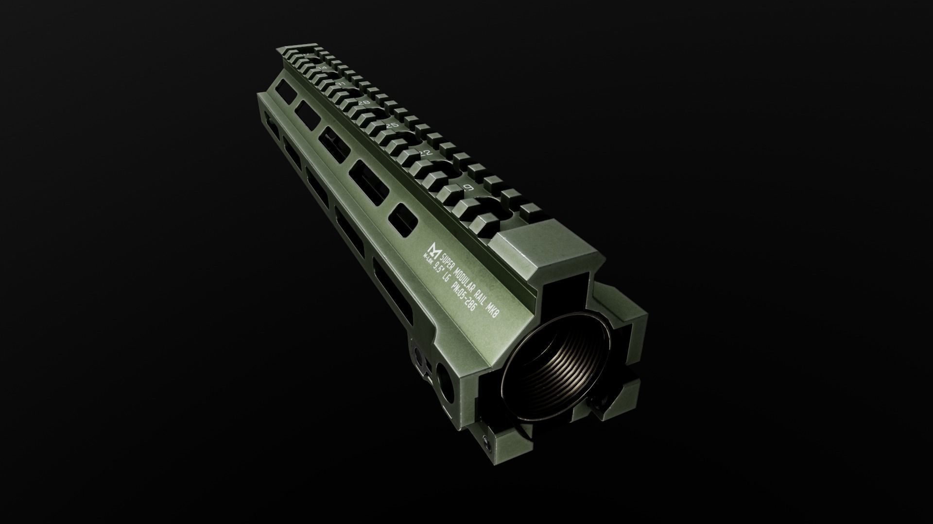 Geissele Super Modular Rail MK8 MLOK AR15 Handguard Low-poly 3D model_59