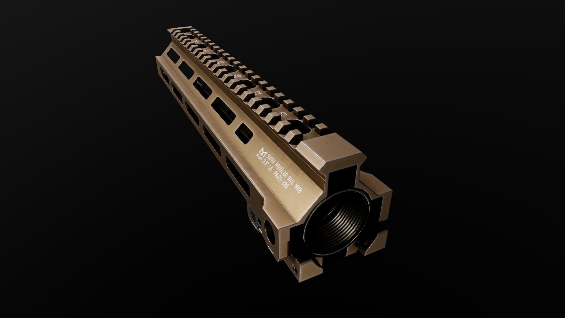 Geissele Super Modular Rail MK8 MLOK AR15 Handguard Low-poly 3D model_58