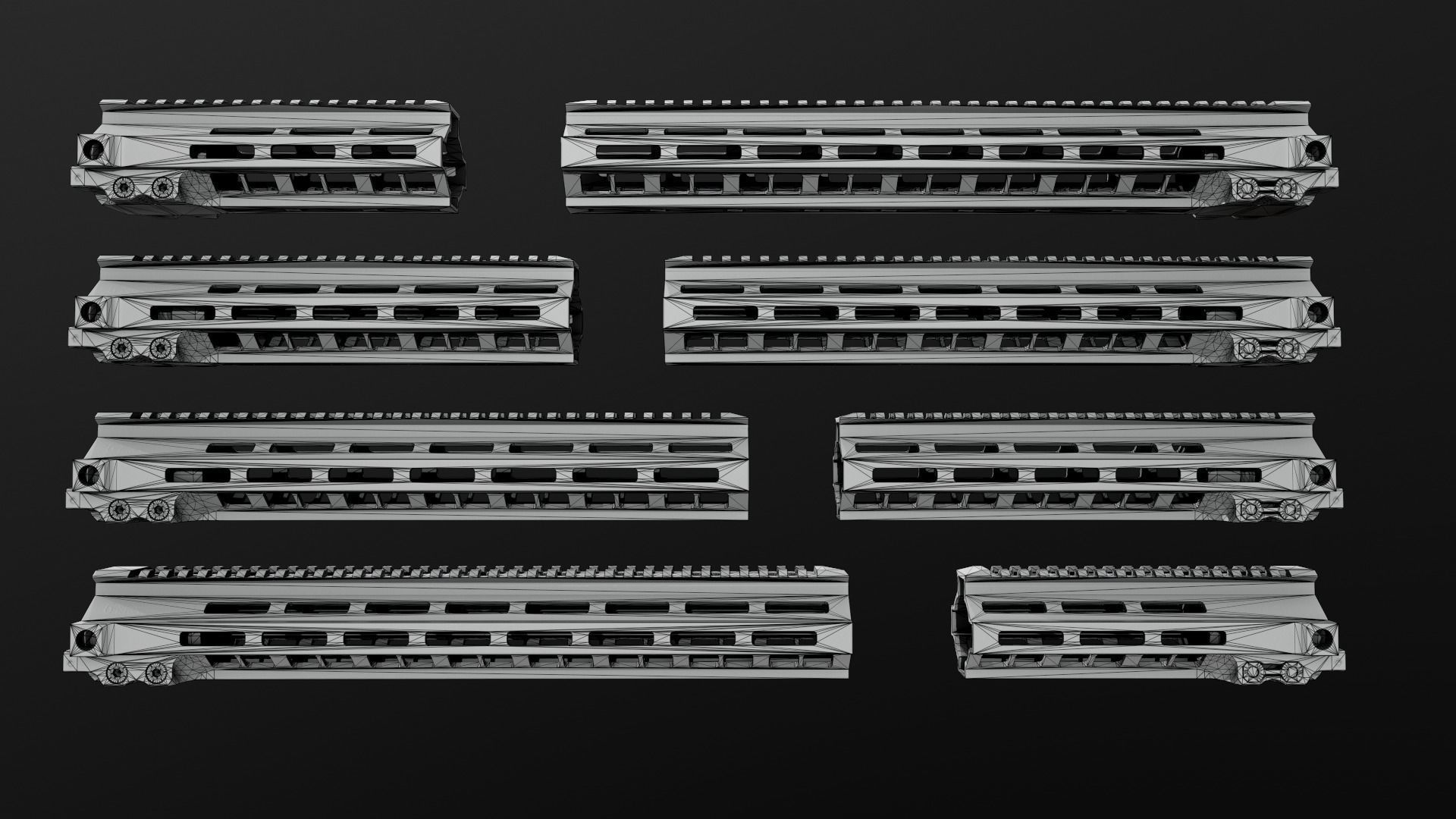 Geissele Super Modular Rail MK8 MLOK AR15 Handguard Low-poly 3D model_5