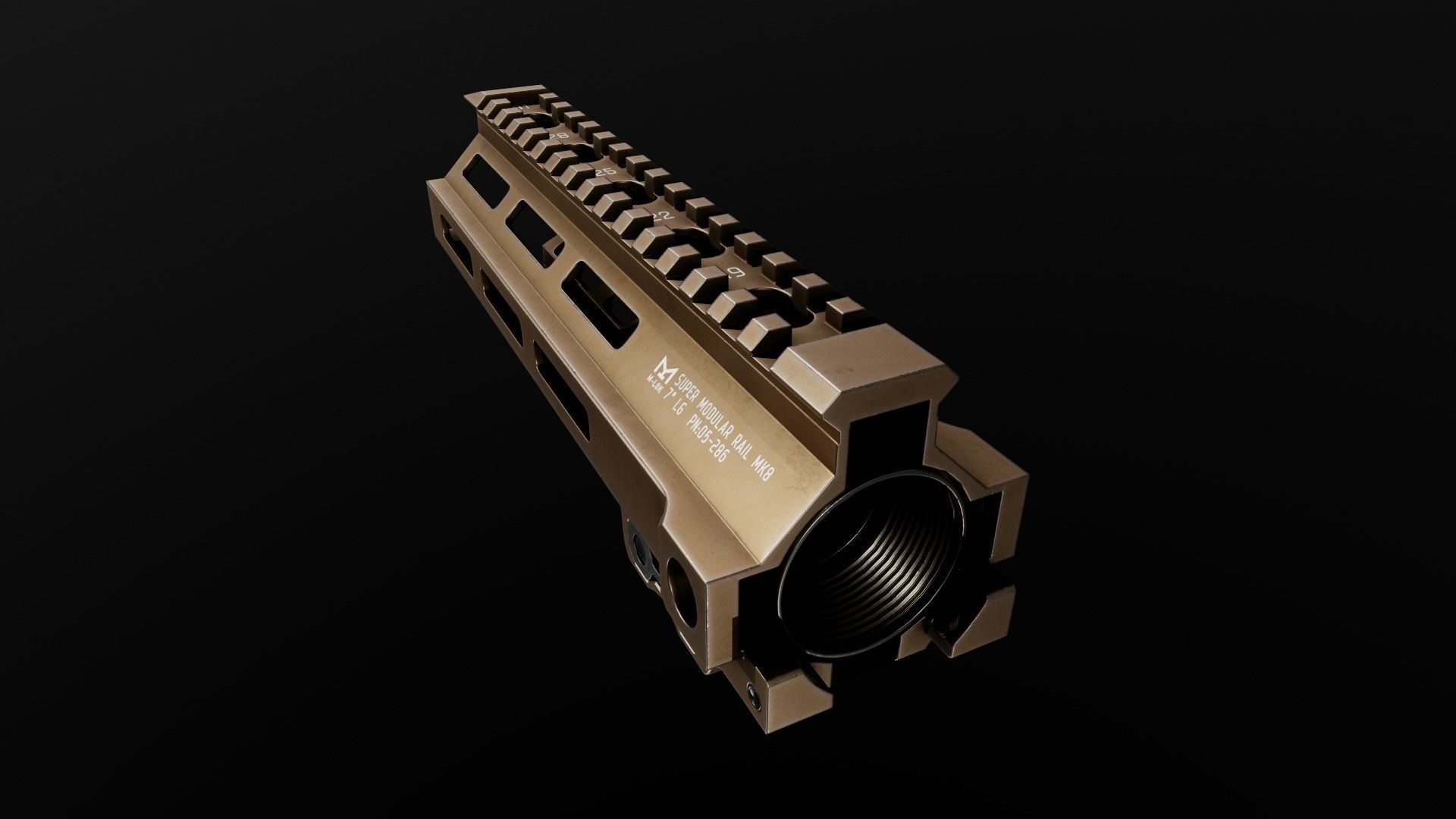 Geissele Super Modular Rail MK8 MLOK AR15 Handguard Low-poly 3D model_55