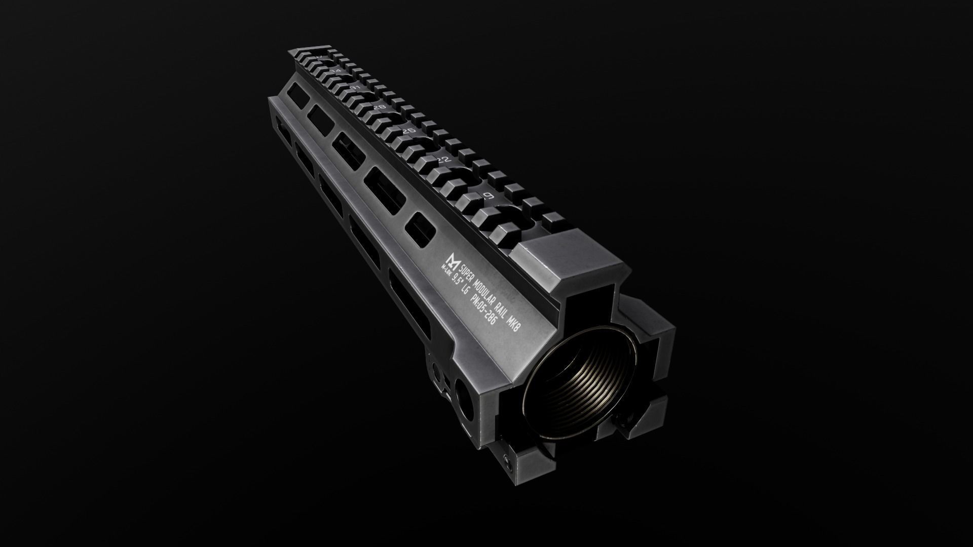 Geissele Super Modular Rail MK8 MLOK AR15 Handguard Low-poly 3D model_57