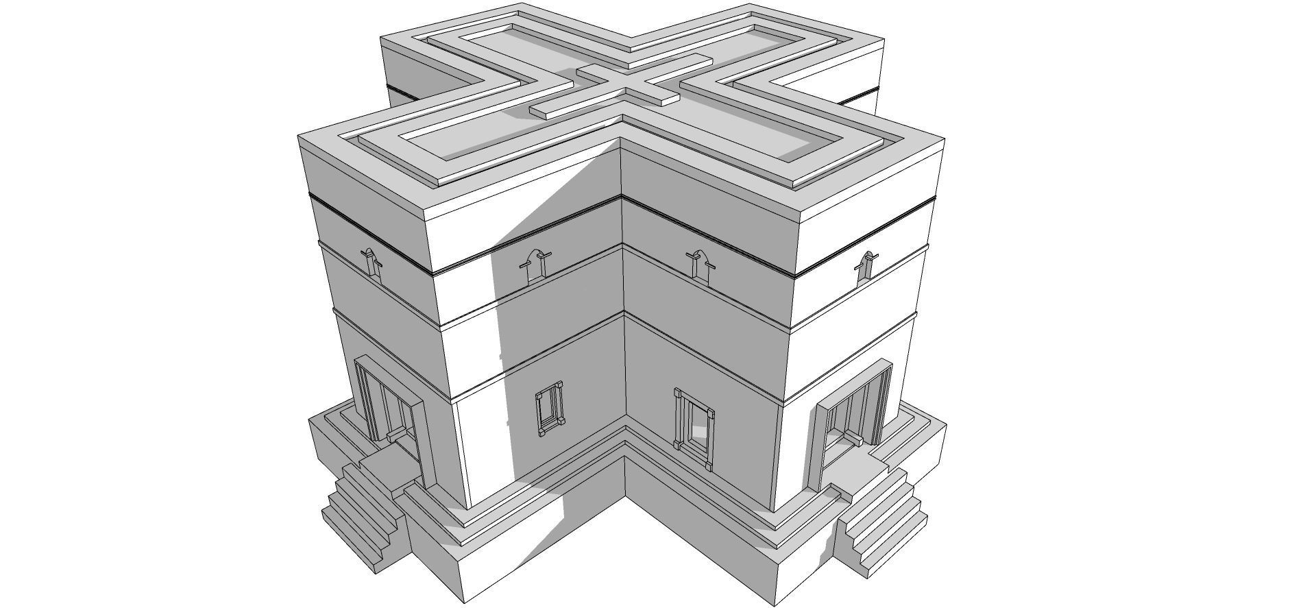 Church carved in the Rock of Lalibela Ethiopia Low-poly 3D model_4