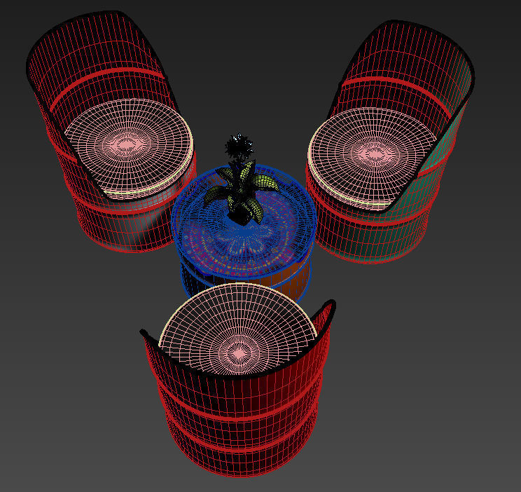 Barrel chair and center table 3D model_2