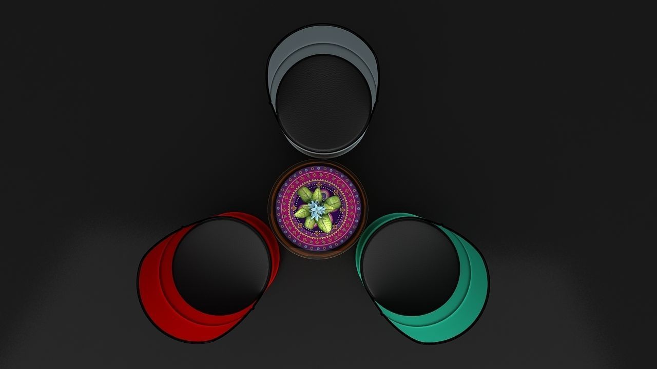 Barrel chair and center table 3D model_1