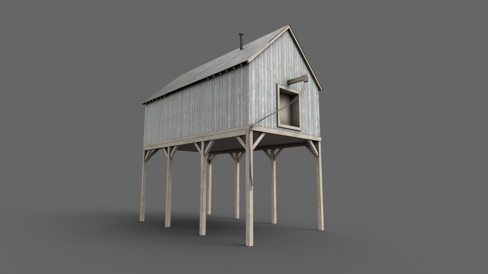 Suspended Barn Low-poly 3D model_2