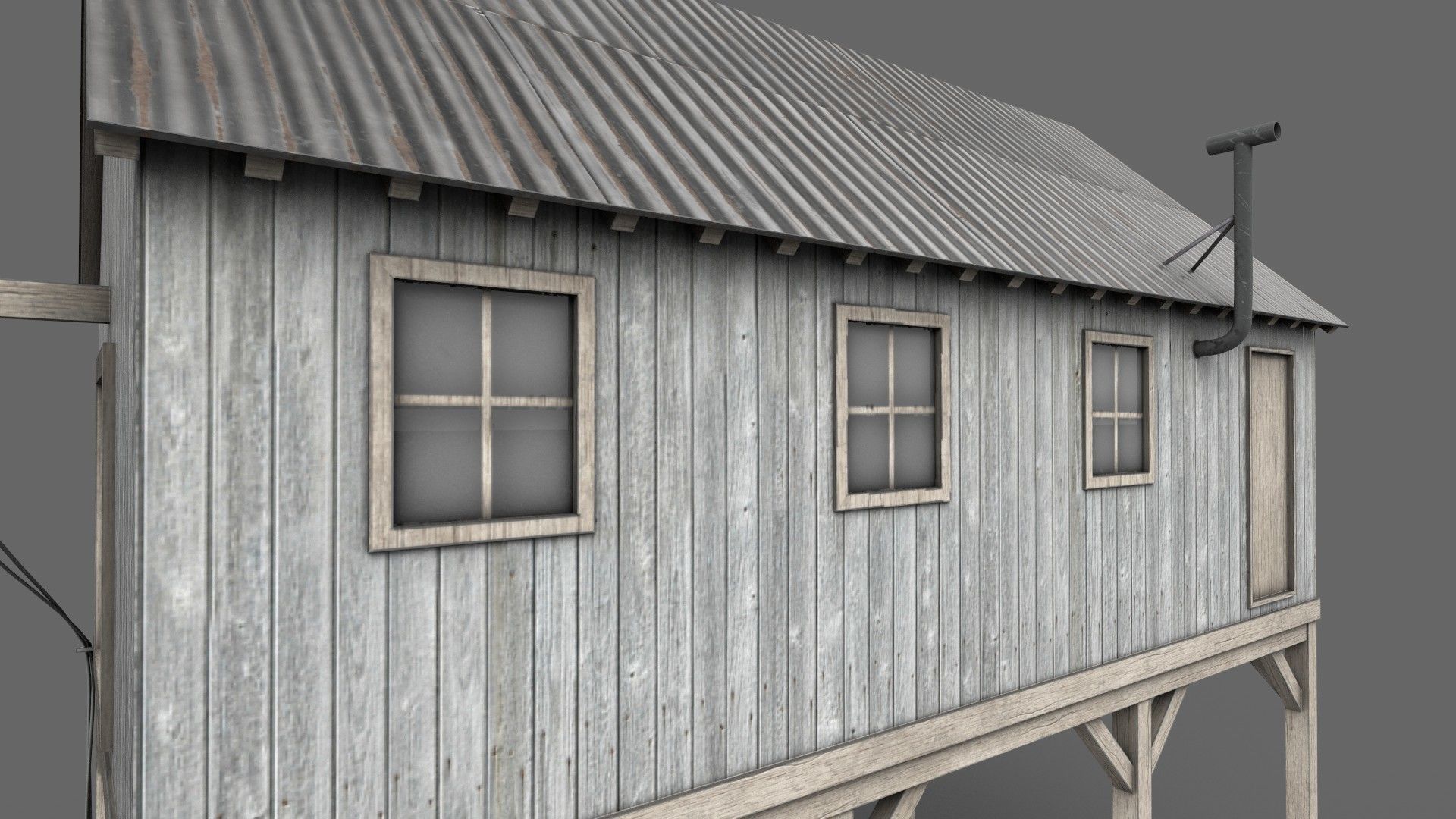 Suspended Barn Low-poly 3D model_9