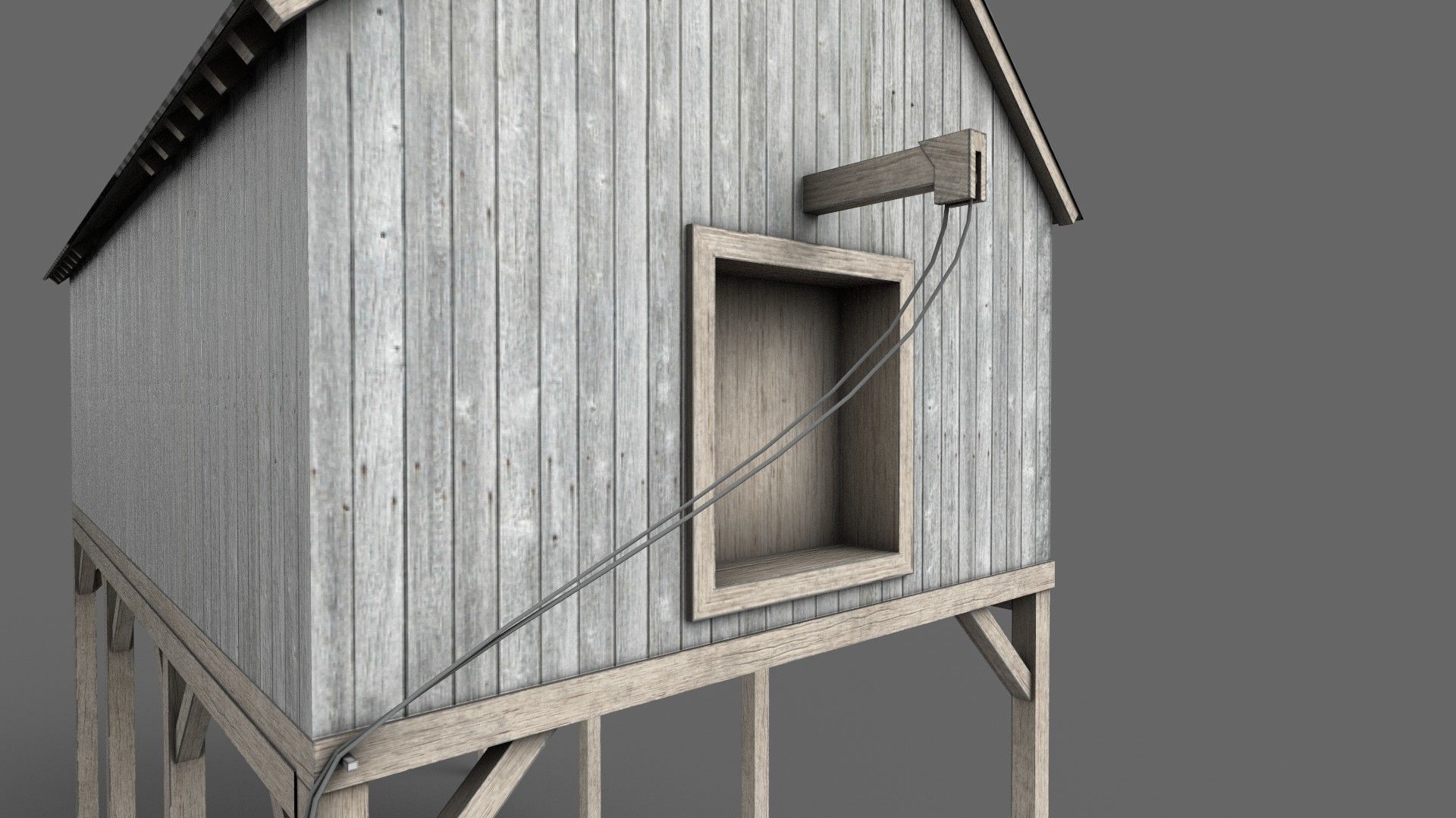 Suspended Barn Low-poly 3D model_7