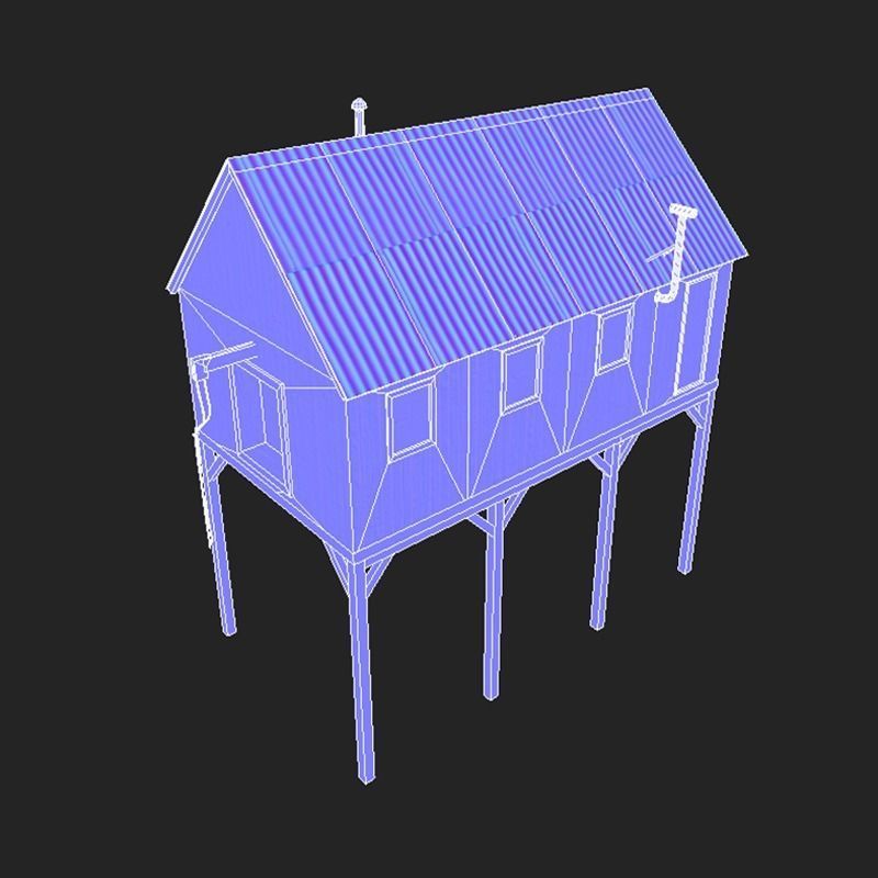 Suspended Barn Low-poly 3D model_8