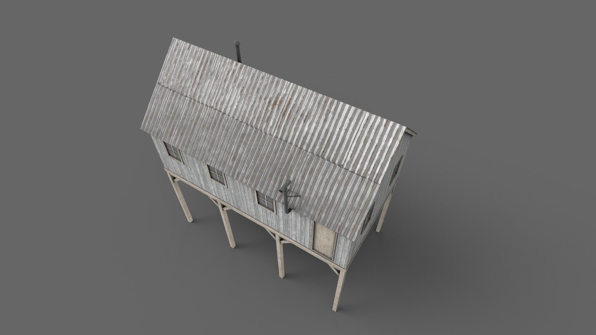 Suspended Barn Low-poly 3D model_6