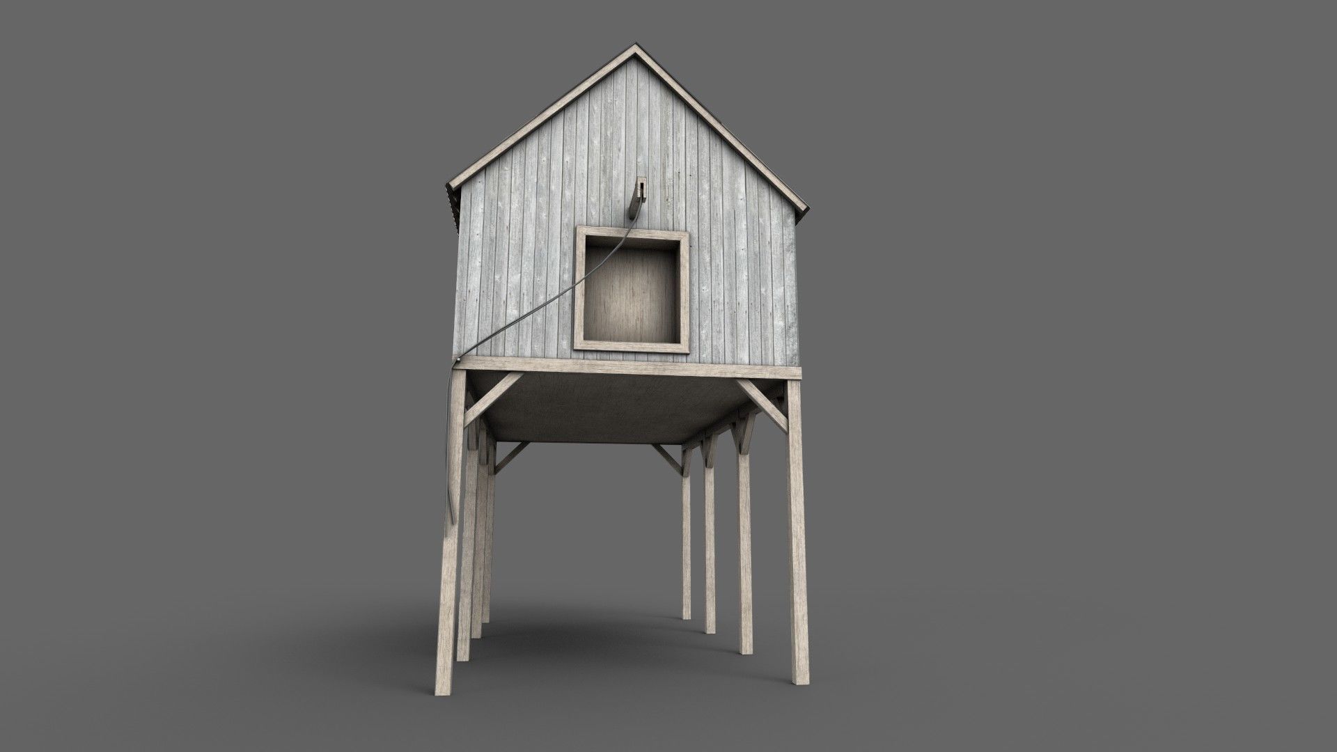 Suspended Barn Low-poly 3D model_4