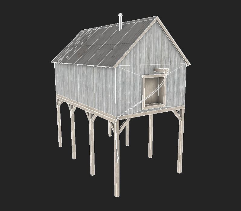 Suspended Barn Low-poly 3D model_10