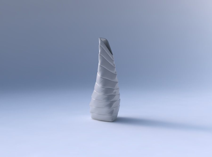 Vase twist puffy tipped triangle with smooth horizontal dents 2 3D print model_4