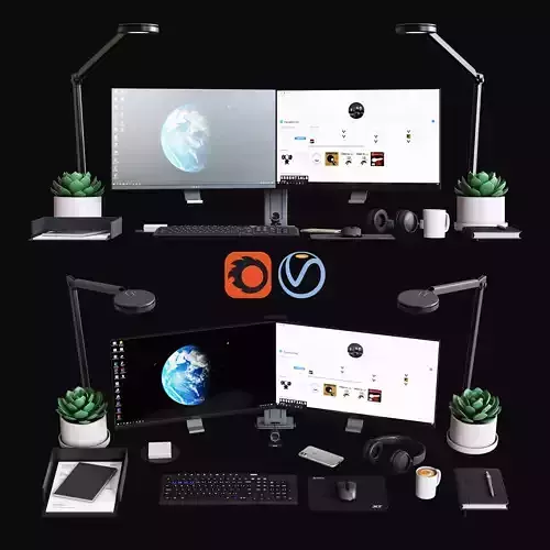 Desktop Set Classic Office Edition 3D model