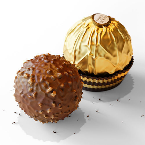Ferrero Chocolate with Package 3D model 4