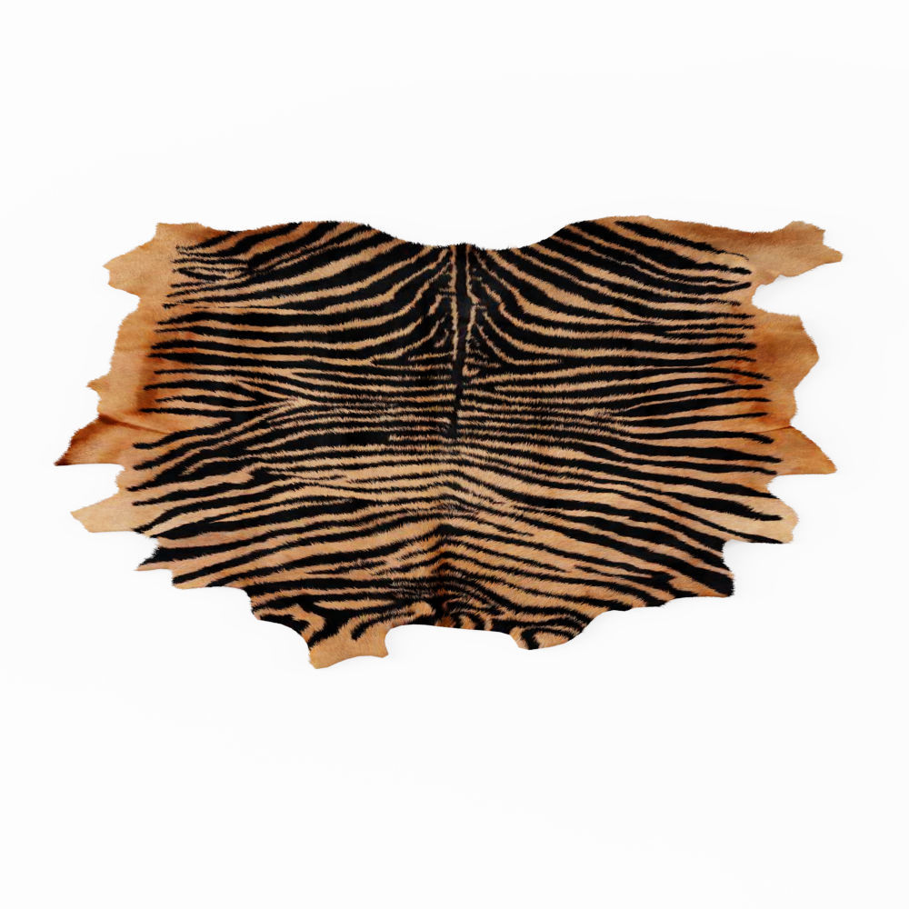 Brown And Black Zebra Cowhide Rug 3D model_1